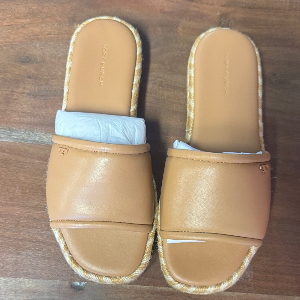 Tory Burch Camel Slide Sandals